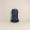 A men's short-sleeved T-shirt and trousers set with dark blue bamboo leaf pattern Specification image